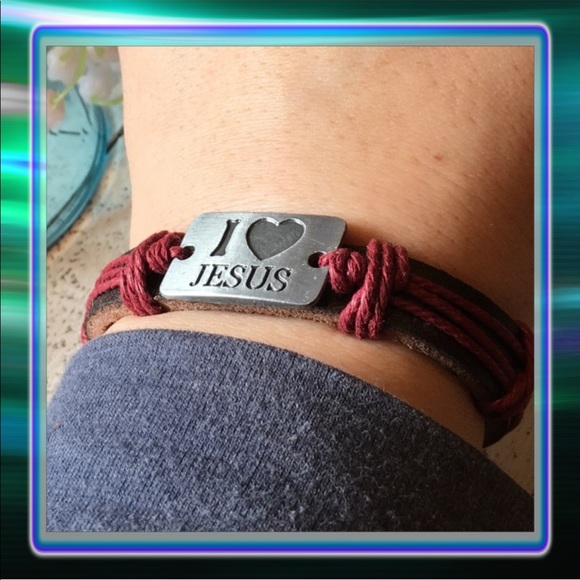 I Love Jesus Bracelet  ( Maroon ) - Picture 4 of 7
